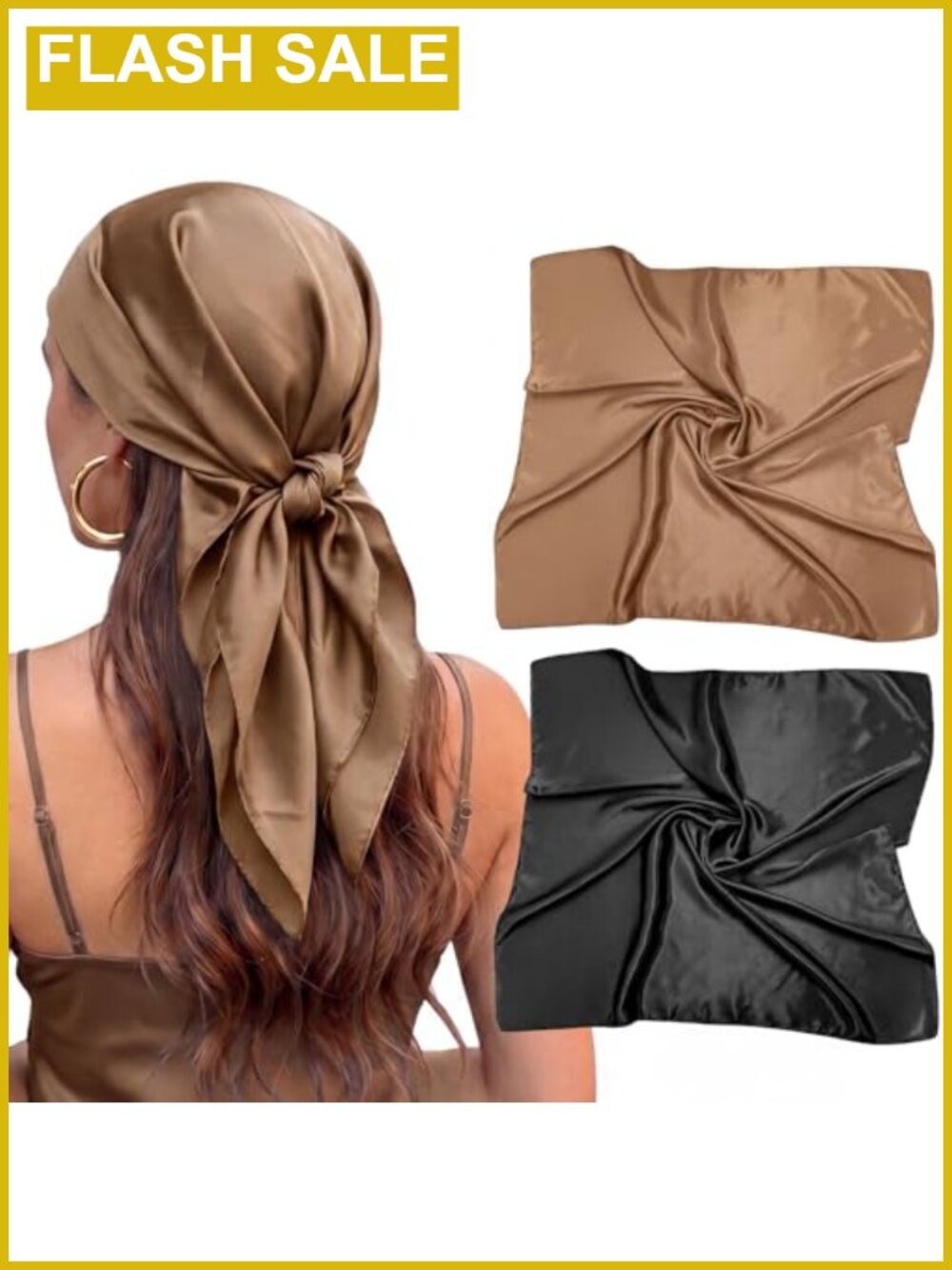 2pc Large Square Silk Scarf Set Hair Wrap Neck Shawl 35in
